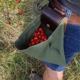 Storage Bags Farm Picking Bag Pu Leather Canvas Waist Tool Jungle Foraging Fruit Pouch For Camping Hiking