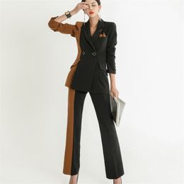 Korean Office Lady Pant Suits High Quality OL Blazer Coat Trousers Set Suit Two Pieces For Women Outfits 210514