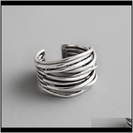 Band Jewelryauthentic 925 Sterling Sier Multilayer Wrap Open Rings For Women Vintage Female Adjustable Statement Ring Drop Delivery 2021 Zatl