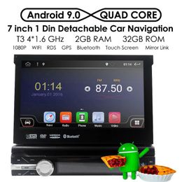 volkswagen auto spiegel Rabatt Universal 7 Zoll 1080P Single DIN Einziehbare Android 9.0 Auto DVD-Player Digital Touchscreen Media 2 GB + 32 GB USB RDS
