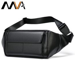 Waist Bag Men Fashion MVA Belt Belly Phone Hight Qulaity Genuine Leather Small Shoulder Male Fanny Pack 731