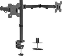 LCD Monitor Fully Adjustable Desk Mount Stand Fits Two Screens Black Desk Mount
