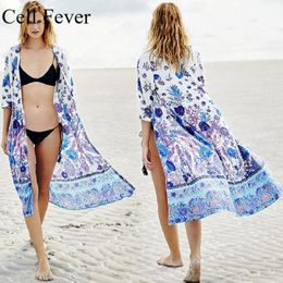 Beach Long Cardigan Cotton Printed Bikini Cover Up Tunic Swimsuit Dress Women Kaftan Robe De Plage Saida Praia Pareo Sarongs