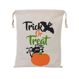 2021 new Halloween Candy Bag Gift Sack Treat or Trick Pumpkin Printed Canvas Bags Hallowmas Christmas Party Festival Drawstring Bag 48*36cm