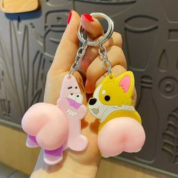 Cute Original Funny Bump Butt Keychain Trend Woman Bag Pendant Couple Accessories Man Car Key Chain Creative Gifts G1019