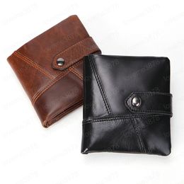 Cowhide Men Wallet with Coin Holder Fashion Hasp Male Purse Genuine Leather Wallets for Men Short Money Pocket