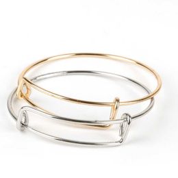 10pcs 50mm Gold/rhodium Plated Adjustable Wire Bracelets Expandable Wiring Bangle Bracelet for Women Children Diy Jewelry Gift Q0719