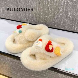 Slippers Winter Women Warm Slipper Indoor Short Plush Fur Flip Flop Cute Non Slip House Floor Female Home Bedroom For 1203