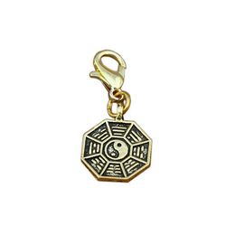 Tai Chi Bagua Amulet Floating Lobster Clasps Charm Pendant For Making Bracelet DIY Jewellery Antique Gold 100Pcs