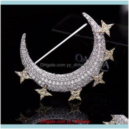 Pins, Brooches Jewellery Temperament Simple Personality Stars Moon Cute Fashion Ladies Wild Exquisite Luxury Brooch Jewellery Aessories Drop Del