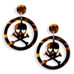 Punk Skeleton Stud Earring For Women Fashion Acetic Acid Big Hip Hop Earrings Trendy Skull Jewellery Gift Clearance Price