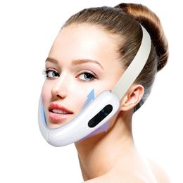 -Chin V-Line Up Lift Belt Machine Red Blue LED Photon Therapy Face Slimming Vibration Massager dispositivo di sollevamento facciale V Assistenza facciale