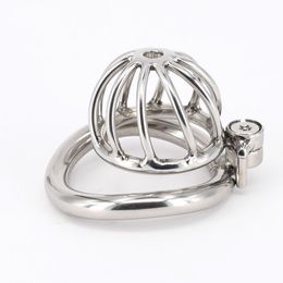 Small Chastity Devices Stainless Steel Cock Cage With Curved Penis Rings Sex Toys For Men