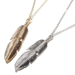 Fashion Feather Necklaces for Women Long Sweater Chain Jewelry Gifts Leaf Pendants Chocker Necklace