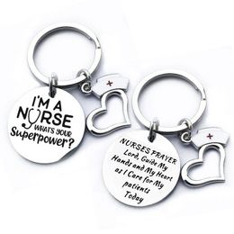 2021 Fashion Stainless Steel Nurses Heart-Shaped Pendant Nurse For Party Favor Keychain Keyring Medical Student Gift Jewelry Accessory