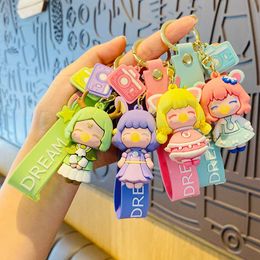 Cute Dreamy Bubble Blowing Girl Keychain Exquisite Jewelry Bag Car Pendant Key Chain for Women Girl Lovely Keyring Gifts G1019