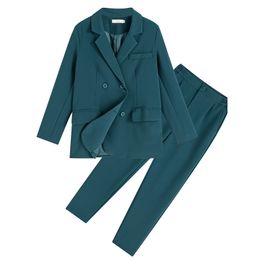 High quality women's plus size M-5XL professional office suit pants two-piece Autumn and winter ladies jacket elegant trousers 210527