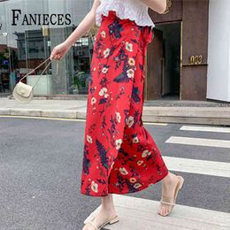 FANIECES Women Summer Boho Floral Print Chiffon Long Maxi Skirt sundress Bohemian Vintage Sexy Beach Skirts streetwear 210520