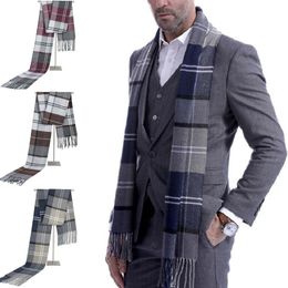 Men's Business Cashmere Check Scarf Fall/Winter Warm European Fashion Shawl Snacks 190X30cm Gentleman Soft Scarf