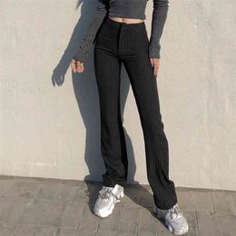 Spring Professional Suit Trousers Female High Waist Fashion Straight Office Pants For Women Elegant Black Casual Trouse 210915