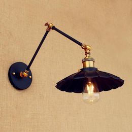 black industrial wall light UK - Black Retro Loft Vintage Wall Lights Swing Long Arm Light Industrial Lamp LED Edison Sconce Applique Lamparas De Pared Lamps