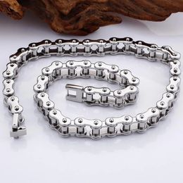 High Quality Men's Women Bike Chain Necklace Punk Rock Hiphop Silver Colour Stainless Steel Motorcycle Bicycle Biker Necklace Jewellery