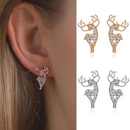2021 Winter Trendy Style Women Girls Deer Stud Earrings Rhinestone Christmas Deers Fashion Designer Small Earring Jewellery Christmas Gift