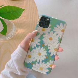 Mobile Phone Case Daisy Pattern IP11Pro Mobile Phone Case For MAX/XR Liquid Soft Shell Silicone Protective Cover For Huawei P40pro