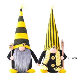 NEWNEW party decoration Nordic Bumble Bee Striped Gnome Lemon Faceless Doll Tree Hanging Ornament Decorative Plush toy Angel pendent EWA4702