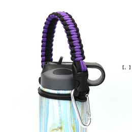 NEWHandle rope Flask Water Bottle carrier survival Strap cord with Safety Ring Wide Mouth Bottles Holder with Carabiner 12oz to 64 oz RRA945