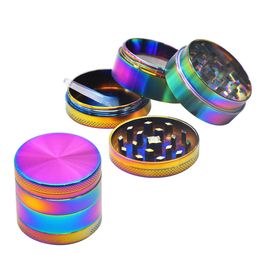 50pcs Rainbow Herb Grinders Smoking Accessories Metal Tobacco 40mm 4 Layers Layer Pattern Colourful Grinder Cigarette Crusher Hand Muller