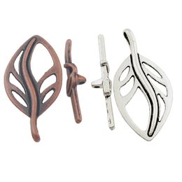 Alloy Open Leaf Bracelet Toggle Clasp Hook Antique Copper/Silver Jewellery Findings L873 70sets/lot