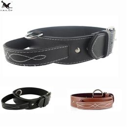 Big Dog Collar PU Leather Strong Dog Collar Leash with Handle PU Black Brown Pet Dogs Leash Collar CLPU01 210325