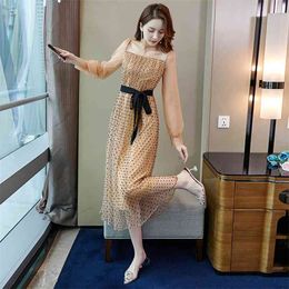 Fashion women's dress spring and autumn light luxury ladies high-end temperament long-sleeved high-waist 210520