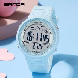 SANDA New Men's Fashion Leisure Outdoor Sports Watch Multifunctional Waterproof LED Digital Display Luminous Watch Clock Male G1022