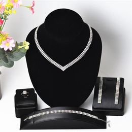 Earrings & Necklace Classic Crystal Bridal Jewelry Set Color Rhinestone Wedding Prom Performance Accessories