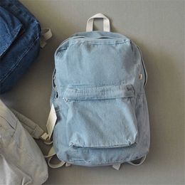 2020 Casual big Blue Denim Backpack High Quality Women Daily Backpacks for Travel Schoolbag Women Jeans Bag KC-004 X0529