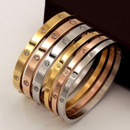 Rose Gold Crystal Bracelets For Women Men Couple Bracelet Silvery Brand Jewellery Accessories Ladies Golden Zircon Gift Bangle