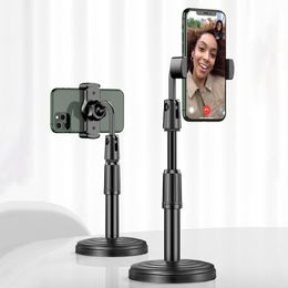 Desktop Mobile Phone Holder Stand 360 Rotate for Facetime Live Streaming Shoot Video Youtube Round Base Smartphone