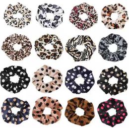 2021 10 Color Women Girls Velvet Dots Leopard Elastic Ring Hair Ties Accessories Ponytail Holder Hairbands Rubber Band Scrunchies