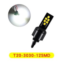 4Pcs/Lot White Super Bright Lights T20 7440 3030 12SMD LED Bulbs Car Turn Signal Light Auto Brake Lamp Taillights12V