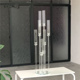 Candle Holders Crystal Candlestick Acrylic Cylinder 8 Arms 10 heads Centrepiece For Wedding Candelabra Centre Pieces senyuAB429