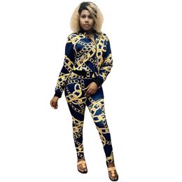 Spring and Summer Tracksuits Women's Digital Printed Casual Two Pieces Clothes Set ZipperJacket With Pants