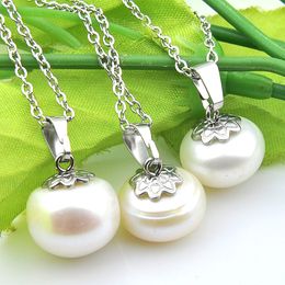Mix 3PCS Ivory New Luckyshine 925 sterling Silver Pendant Round Natural Pearl Gemstone Necklaces Pendants For Lady Party Gift