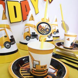 Disposable Dinnerware Yshmily Construction Party Decoration Trucks Tableware Set Kids Boys Birthday Decor Supplies