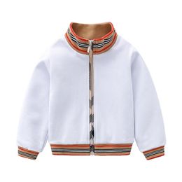 Kids Jacket Boys Girls Coats Spring Cotton Zipper Stripe Children's Soft Outerwear Baby Outdoor Sports Clothes 211204