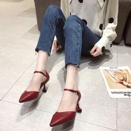 Sandals Arrival 2021 Spring And Autumn Trendy Women's Shoes All-match Comfortable Pointed Casual High Heels Size 35--40