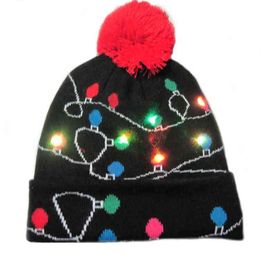 5 pcs can sale fashion different lights LED beanie hat for christmas