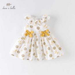 DBM13816 dave bella summer baby girl's princess bow floral zipper dress children fashion party dress kids infant lolita clothes Q0716