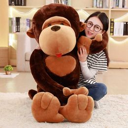 gorilla gifts UK - 80~110cm Giant Gorilla Stuffed Toy Brown MonKey Zoo Animal Long Arms Huggable for Children Gift 210724